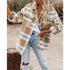 Long-Sleeve Loose Plaid Thickened Wool Jacket